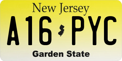NJ license plate A16PYC