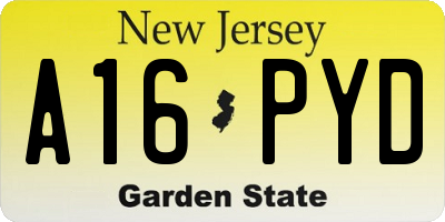 NJ license plate A16PYD