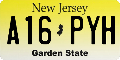 NJ license plate A16PYH