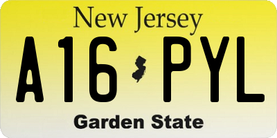 NJ license plate A16PYL