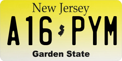NJ license plate A16PYM