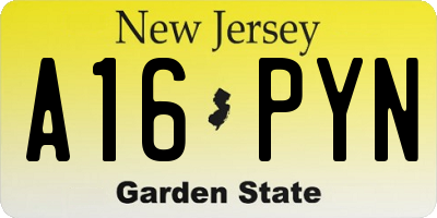 NJ license plate A16PYN