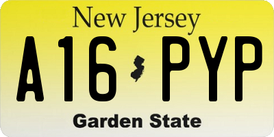 NJ license plate A16PYP