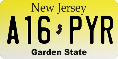 NJ license plate A16PYR