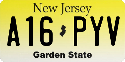 NJ license plate A16PYV