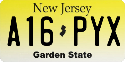 NJ license plate A16PYX