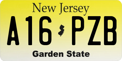 NJ license plate A16PZB