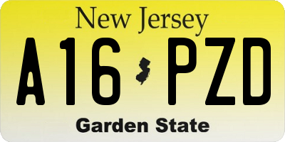 NJ license plate A16PZD