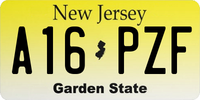 NJ license plate A16PZF