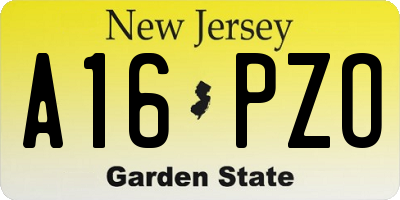 NJ license plate A16PZO