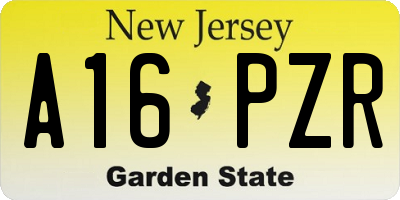 NJ license plate A16PZR