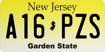 NJ license plate A16PZS
