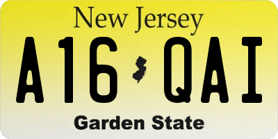 NJ license plate A16QAI