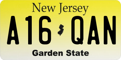 NJ license plate A16QAN