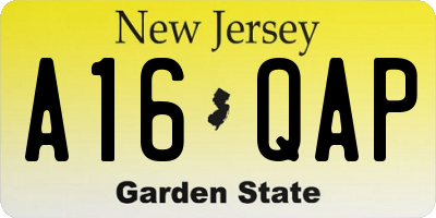 NJ license plate A16QAP