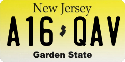NJ license plate A16QAV