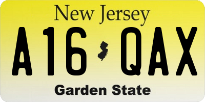 NJ license plate A16QAX