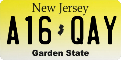 NJ license plate A16QAY