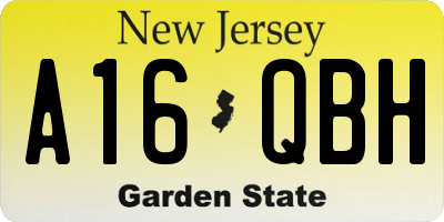 NJ license plate A16QBH