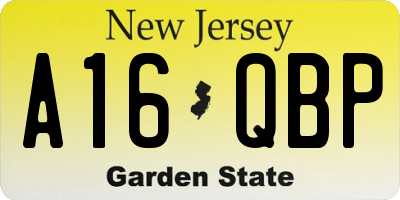 NJ license plate A16QBP