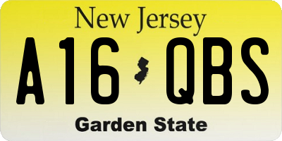 NJ license plate A16QBS