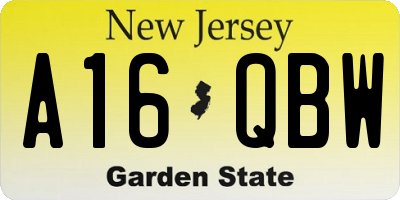 NJ license plate A16QBW