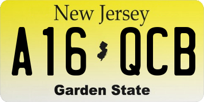 NJ license plate A16QCB