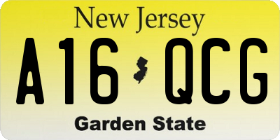 NJ license plate A16QCG
