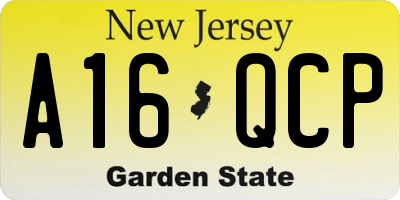 NJ license plate A16QCP