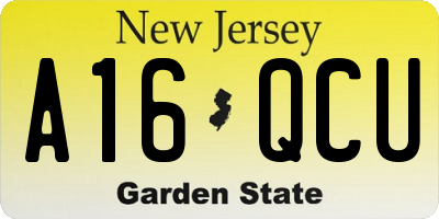 NJ license plate A16QCU