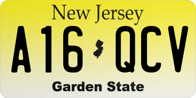 NJ license plate A16QCV