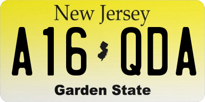 NJ license plate A16QDA