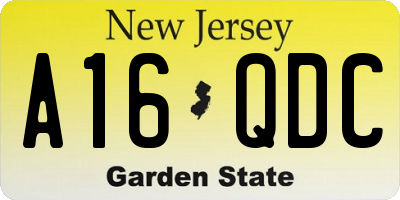 NJ license plate A16QDC