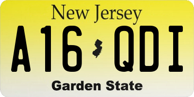 NJ license plate A16QDI