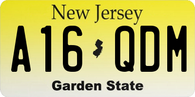 NJ license plate A16QDM