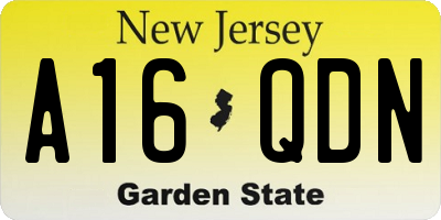 NJ license plate A16QDN