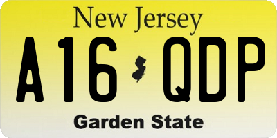 NJ license plate A16QDP