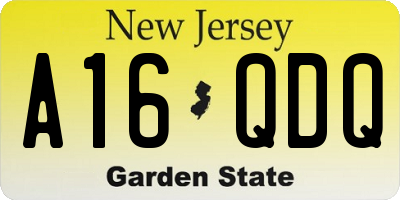 NJ license plate A16QDQ