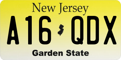 NJ license plate A16QDX