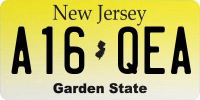 NJ license plate A16QEA