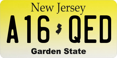 NJ license plate A16QED