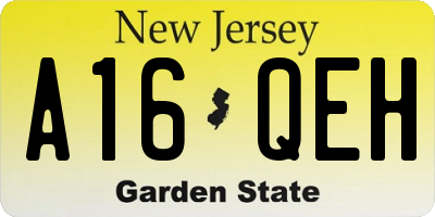 NJ license plate A16QEH