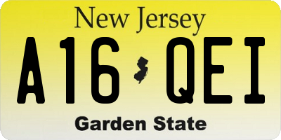 NJ license plate A16QEI