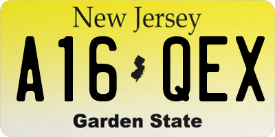 NJ license plate A16QEX
