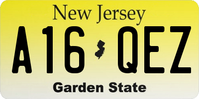 NJ license plate A16QEZ