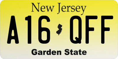 NJ license plate A16QFF