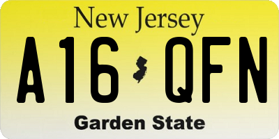 NJ license plate A16QFN