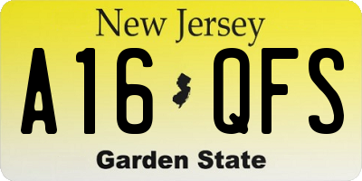 NJ license plate A16QFS