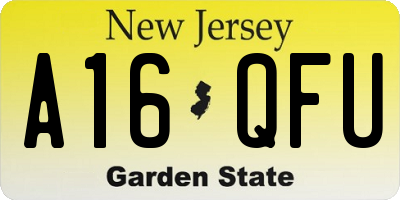 NJ license plate A16QFU