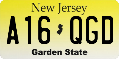 NJ license plate A16QGD